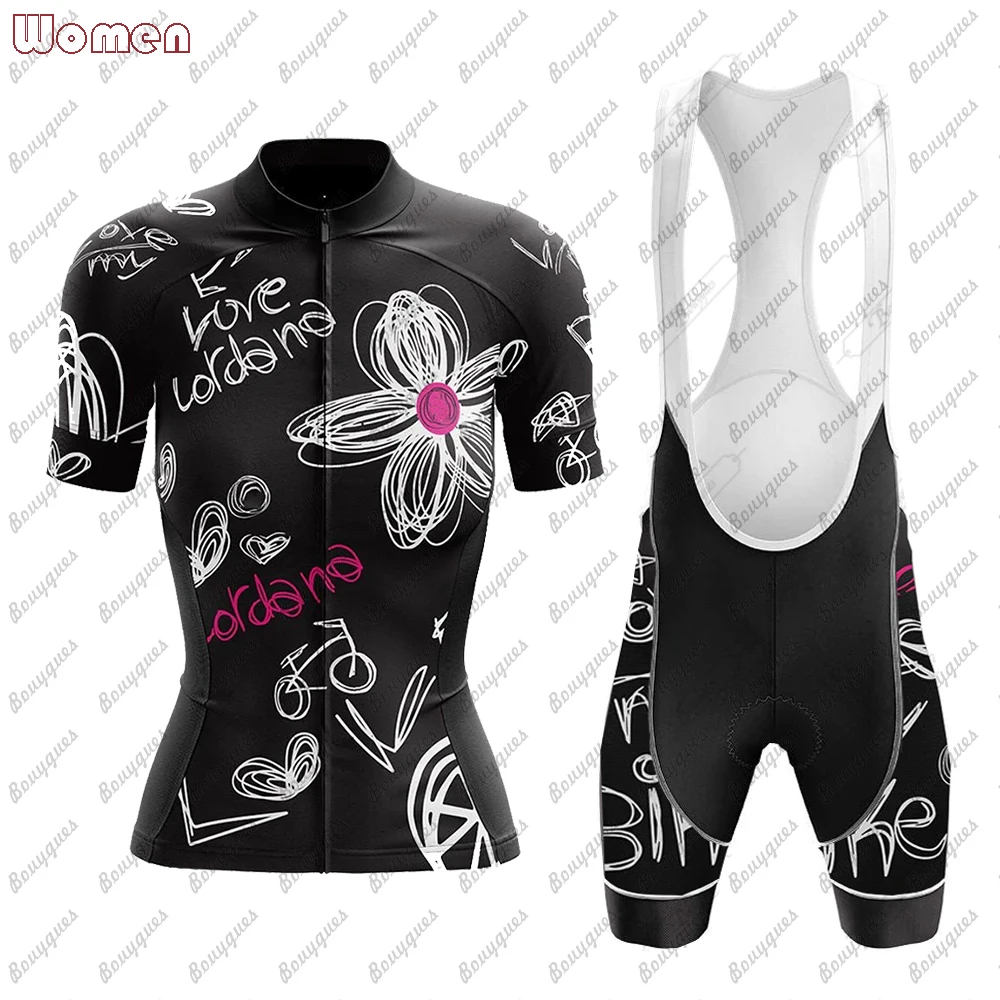 Arts Love Pattern Purple Women Cycling Jersey Set MTB Bike Clothing Racing Bicycle Clothes Ropa Ciclismo Team Sports Cycling Set