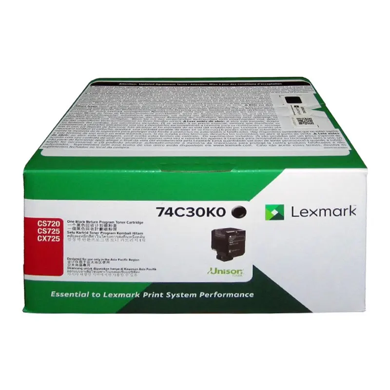 

74C30K0 74C30C0 74C30Y0 74C30M0 Original Return Program Toner Cartridge for Lexmark CS720 CS725 CX725 Toner Cartridge