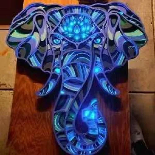 LED Mandala Lotus Lamp Night Light Wall Hanging Ornament Yoga Room Bedroom Home Decoration Accessories Wood Carving Art Statue