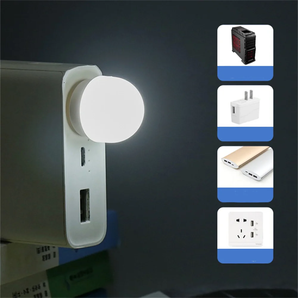 Usb Plug Lamp Mobile Power Charging Usb Small Book Lamps Led Eye Protection Reading Light Small Round Light Night Light