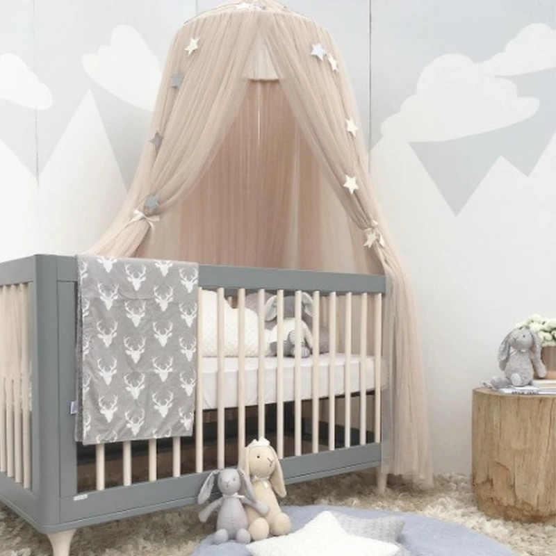 Mosquito Net Hanging Tent Star Decoration Baby Bed Crib Canopy Tulle Curtains for Bedroom Play House Tent for Children Kids Room