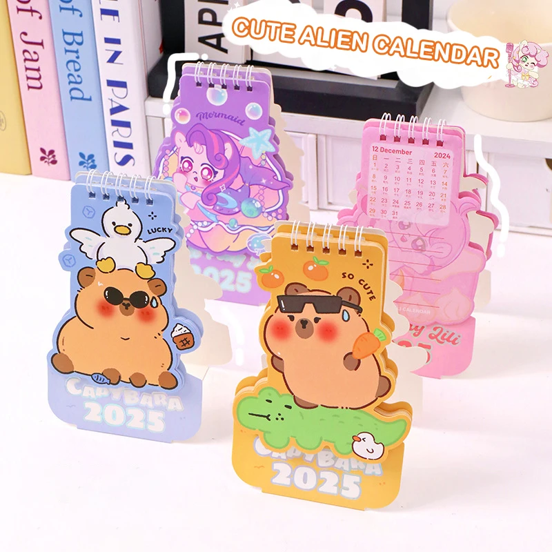 ปฏิทินตั้งโต๊ะการ์ตูนขนาดเล็ก capybara ปฏิทินน่ารักจัดตารางประจำวันของตกแต่งโต๊ะ