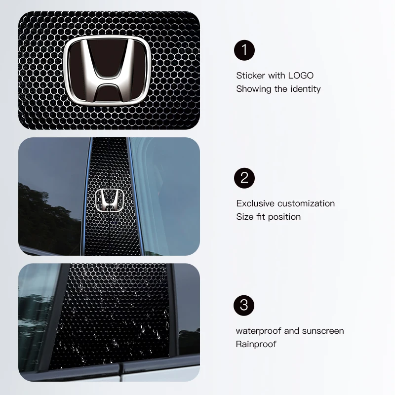 Pegatinas de coche, cubierta decorativa de columna central de Pilar B, calcomanías de PET para Honda Civic Accord Jazz Fit CRV Odyssey City Pilot Vezel
