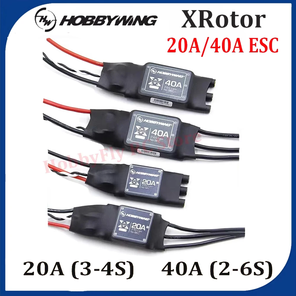 Hobbywing xrotor 20a 40a esc sem escova 2-6s sem bec controlador de velocidade xrootor de alta atualização para rc fpv avião uav drone quadcopter