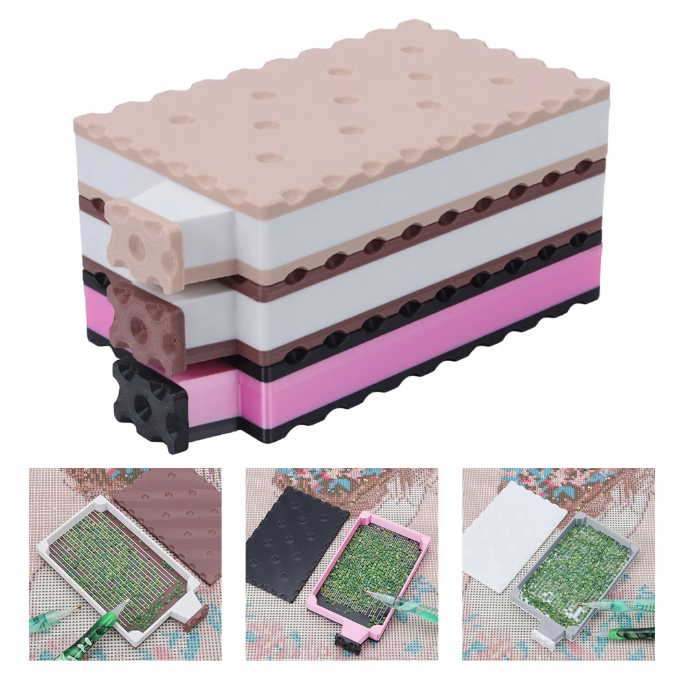 DIY Craft Diamond Painting Tray Kits Embroidery Biscuit Shape Large Diamond Painting Tray With Lid Beading Plates