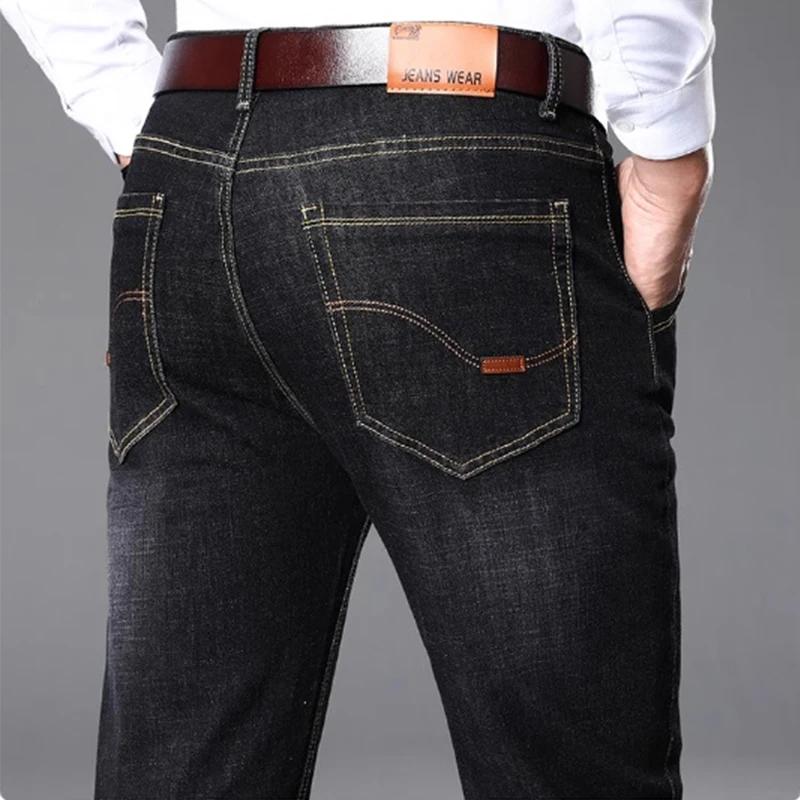 Men's Fashion Classic Jeans Business Casual Straight Tube Stretch Slim Trousers Denim Pants pantalones hombre jeans