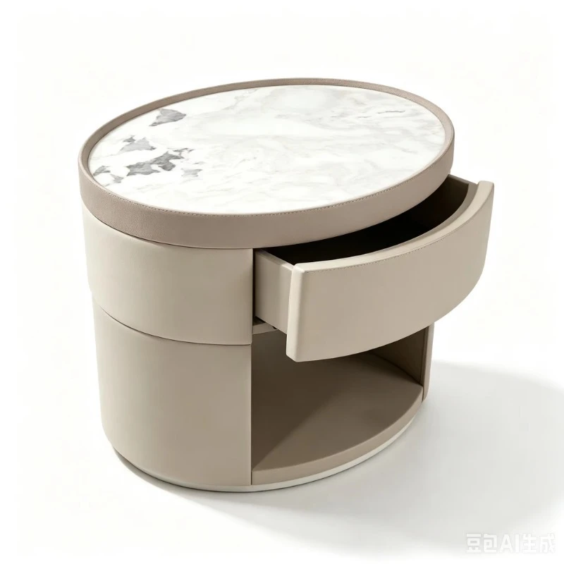 Modern Bedside Table Leather Wooden Bedside Table Apartment Bedroom