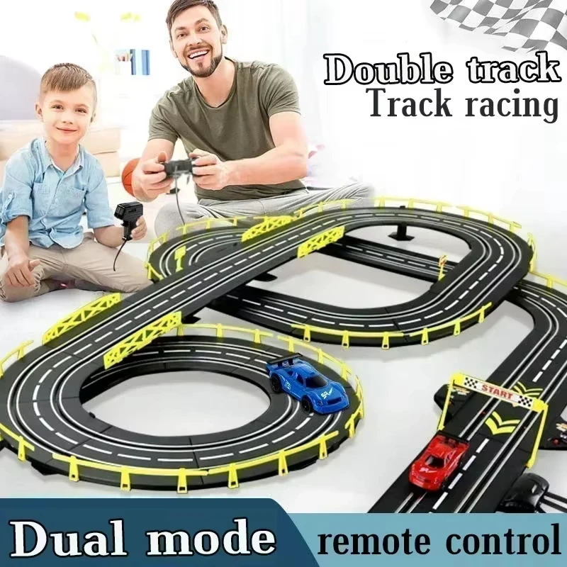 Coche de carril eléctrico, doble Control remoto, pista de carreras, juguete, circuito Autorama, ranura para ferrocarril eléctrico, coche de carreras, juguete, 1/43