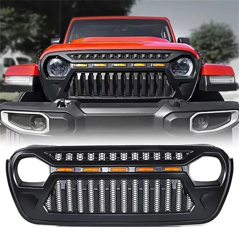 

High Quality Front Car Face Accessories Racing Mesh Grille Upper Grill Replacement Shell For Jeep Wrangler JL 2018-2022 custom