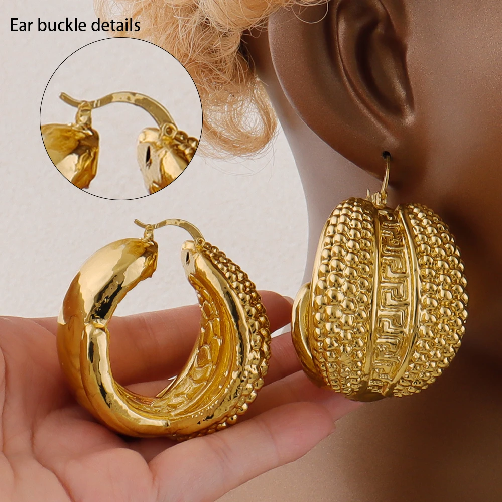 

Vintage Hip Hop Earrings Gold Color Twisted Exaggerated Irregular Earrings For Woman New Trend Circle Earring Gift