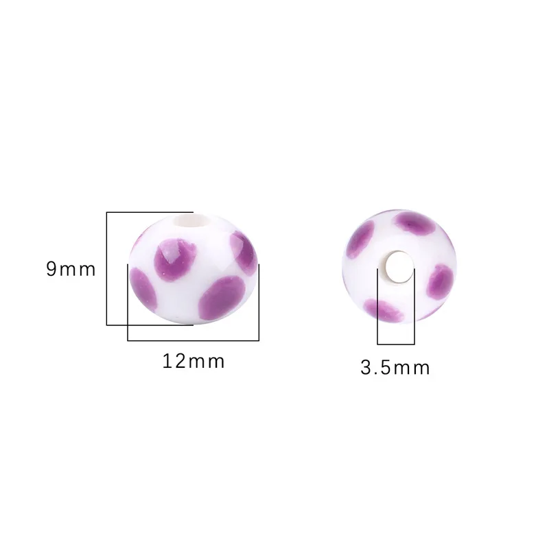 20pcs 12x9mm Wave Point Dot Ceramic Beads For Jewelry Making Loose Spacer Big Hole Flat Round Porcelain Bead DIY Bracelet