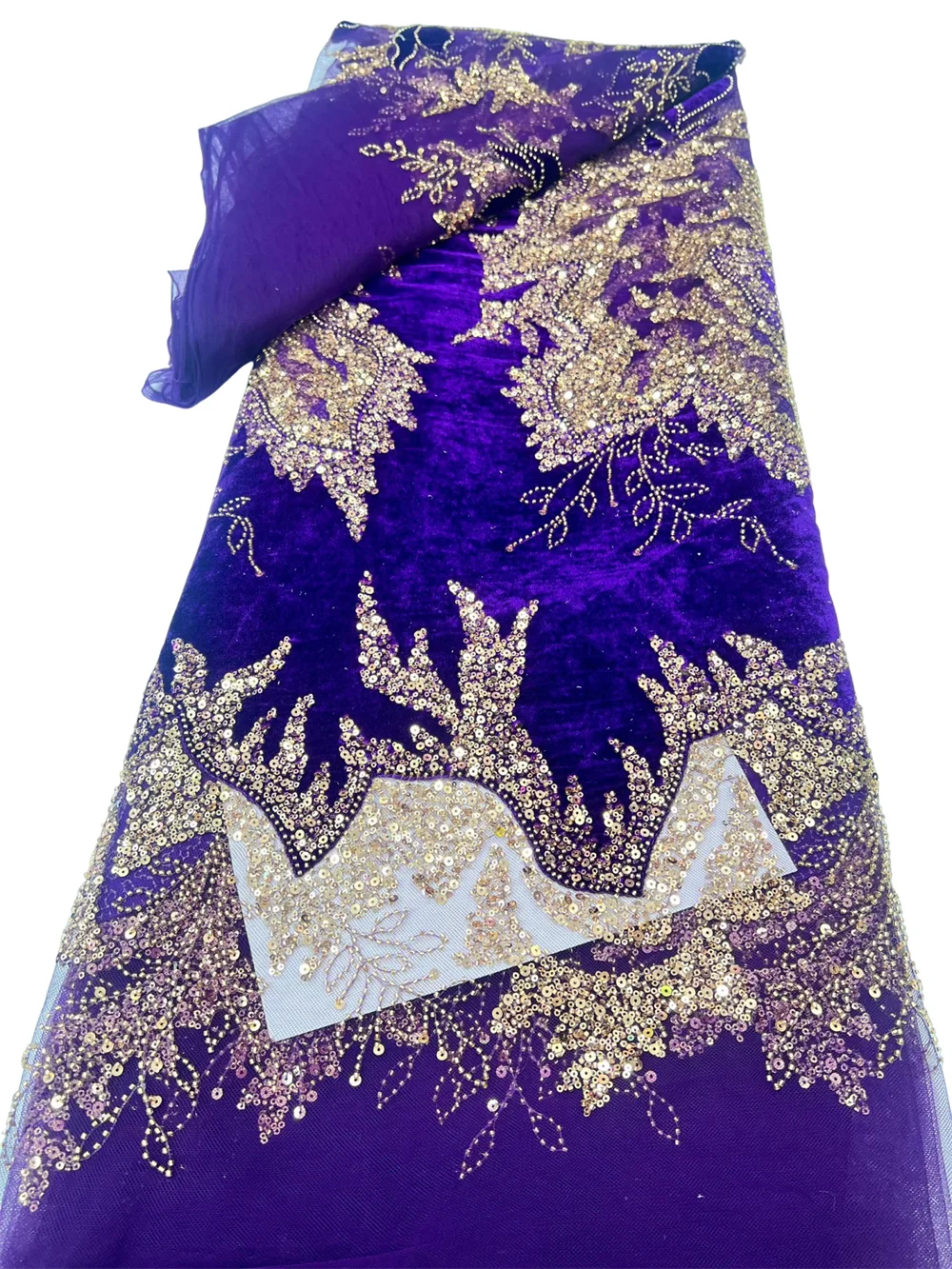 Original Laser Flocking Velvet Sequins Beaded Lace Guipure New Embroidered Base Fabric Excellent African French Tulle Lace Sew