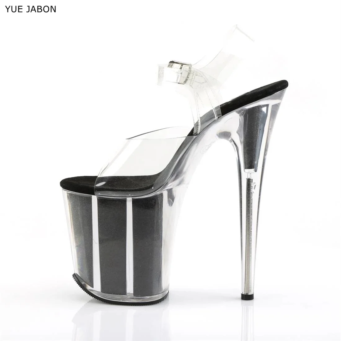 Transparent Summer Crystal PVC Stage High Heels Women's Wedding Stiletto 20cm Sex Show Super Stable Nightclub Sandals 