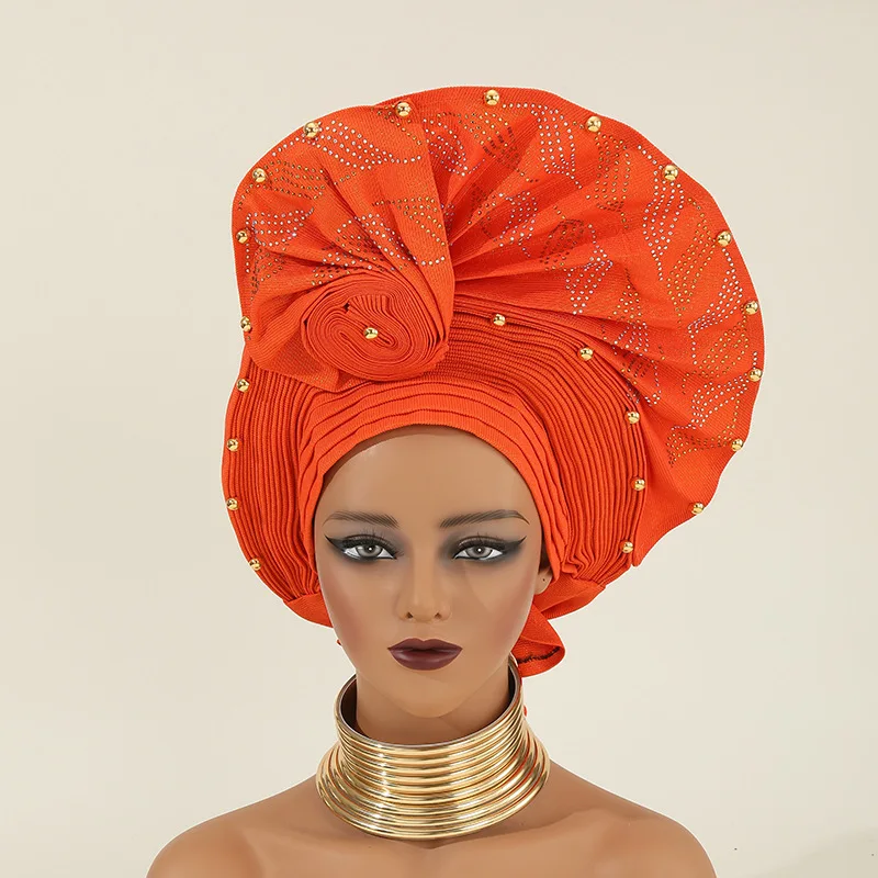 African Auto Scarf Women's Cap Headtie Wedding Party Head Ties Female Head Wraps Already Made Headtie