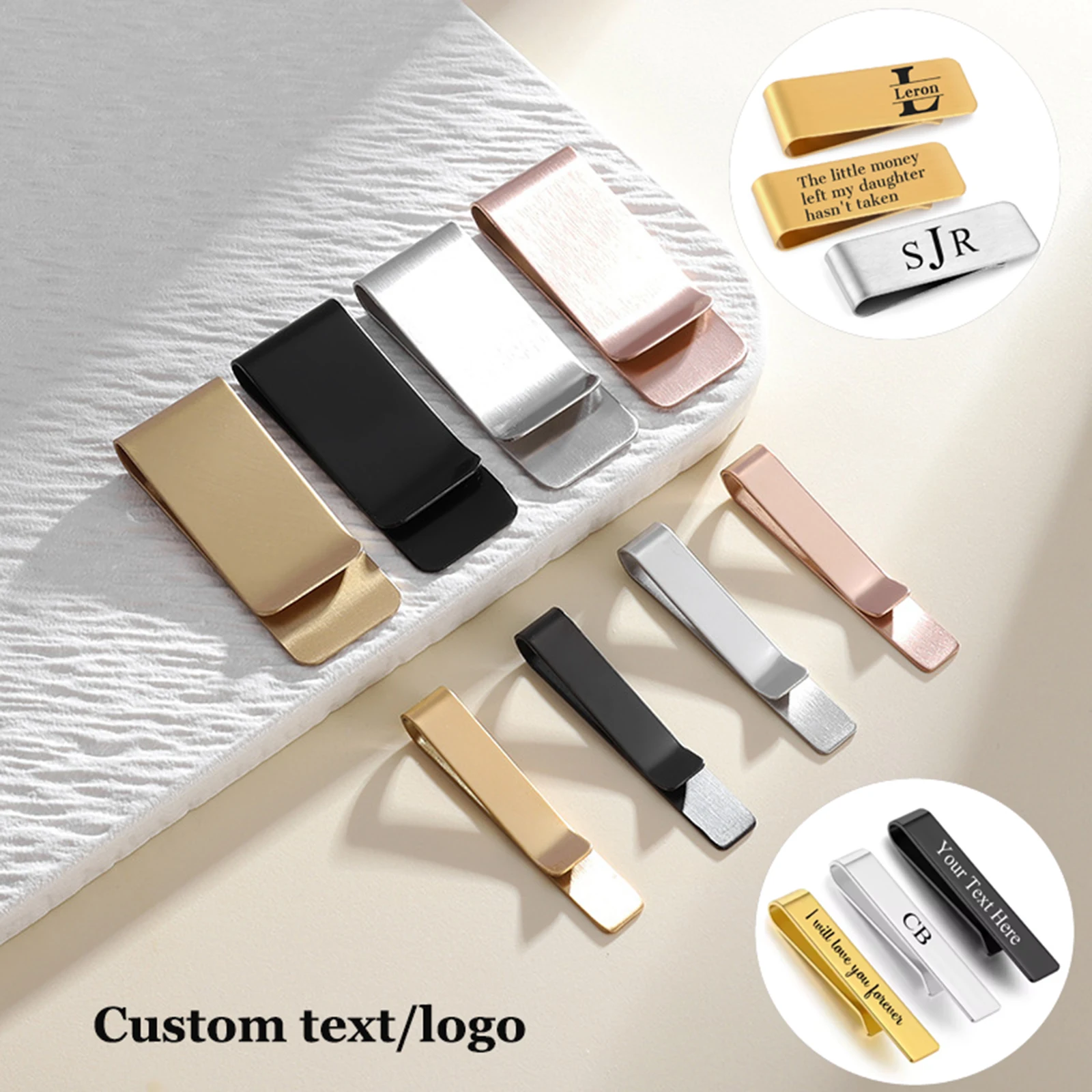Custom Stainless Steel Tie Clips/Money Clip Cash Clamp Holder Portable Wallet Card Clip Business Banknote Folder for Men