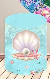 Baby Ariel Round Cover Baby Birthday Mermaid Photo Backdrop Undersea Little Mermaid Cylinder Cover Decor Photography Prop