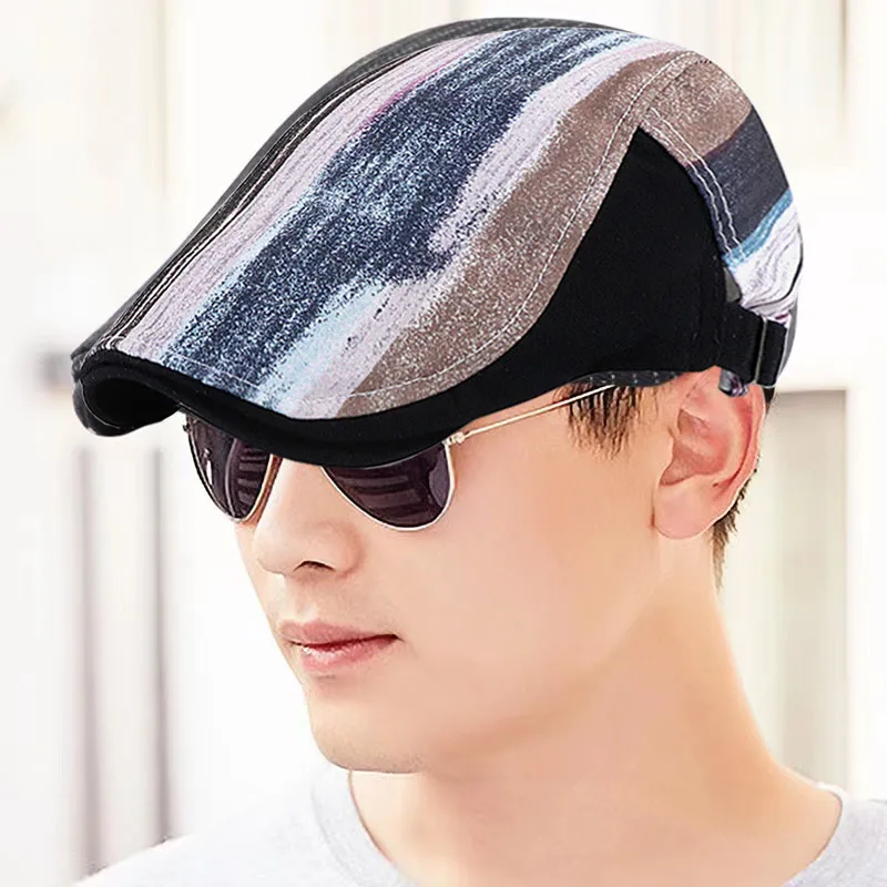 Men Baseball Cap Striped Adjustable Cotton Women\'s Breathable Printed Casual Hat Beret Luxury Brand Design Headwear Female Male