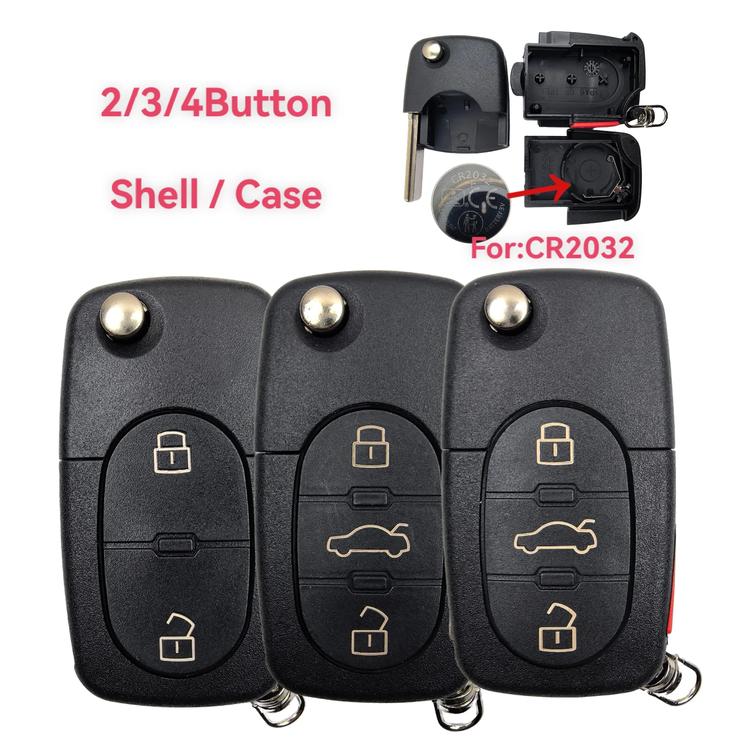 2/3/4BT For Audi A2 2000-2005 A3 B5 A4 A6 A8 TT RS4 For Volkswagen Passat Beelte Golf Seat Skoda Car Key Fob Case Shell Housing