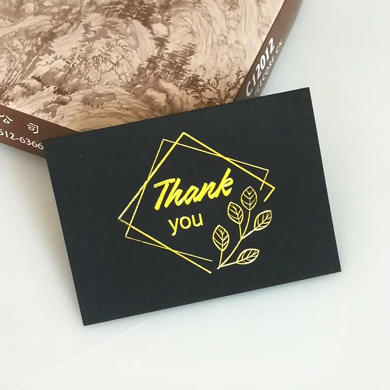 50pcs/lot bronzing thank you for you best wishes Folding card gift message card DIY decoration Holiday greeting card envelope