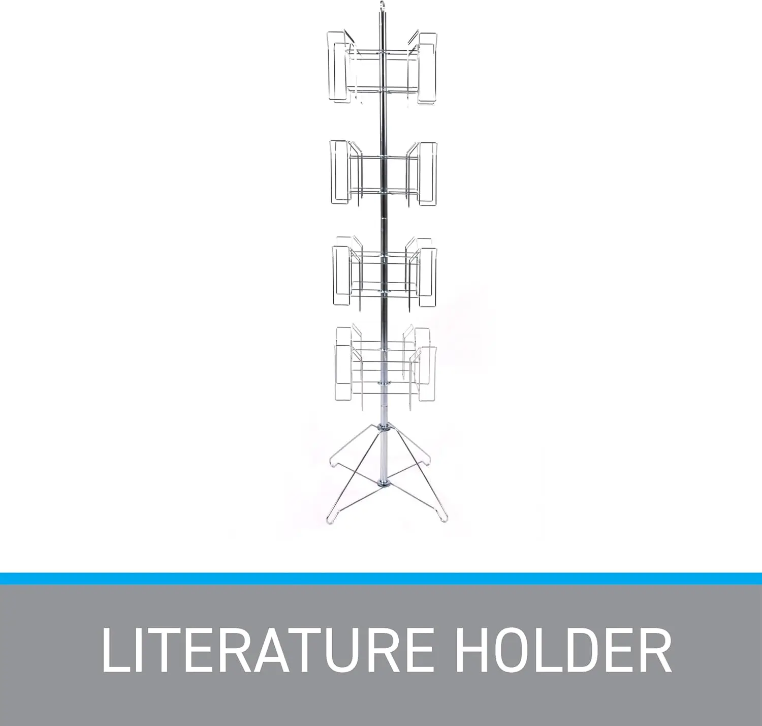 re Rack - 64'H x 16"D - 16 Pockets Total - Sleek Floor Standing Book Display Rack for Periodicals - Sturdy Comic Book Display St