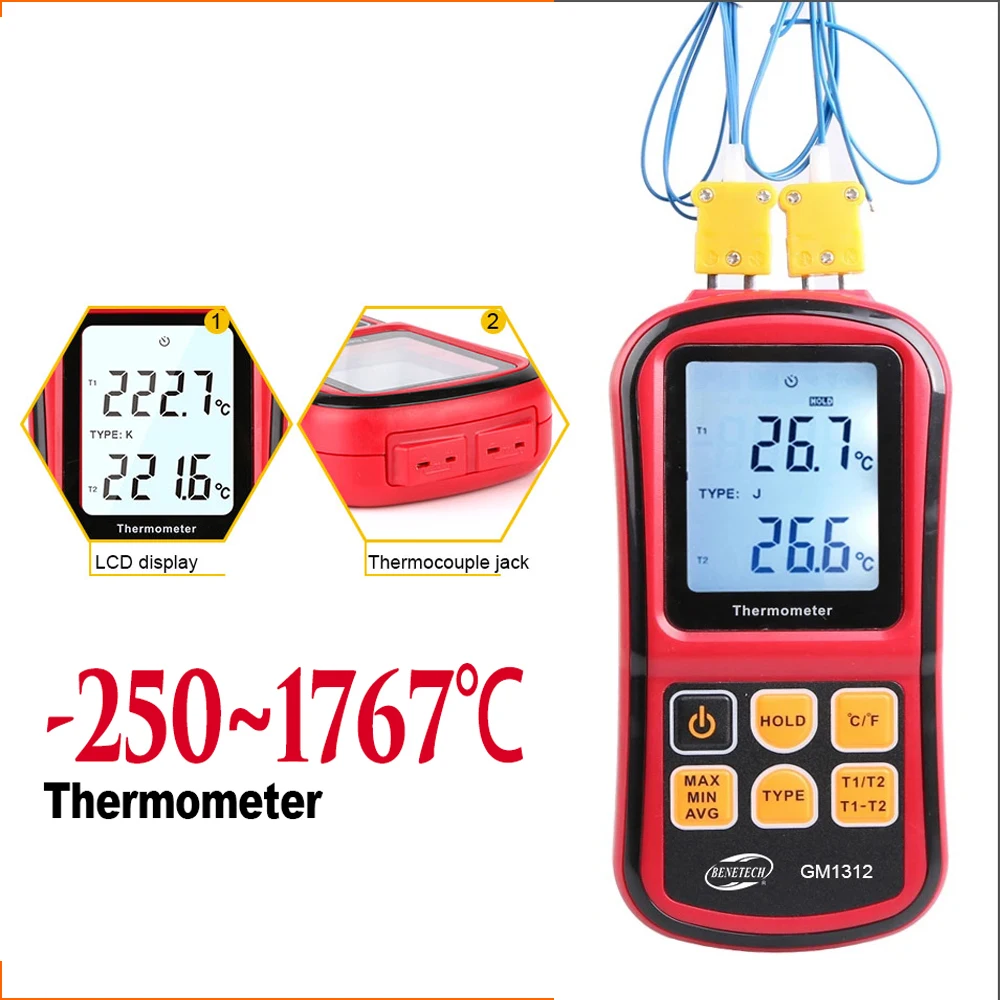 

BENETECH Professional Digital Measure Tool Temperature Meter Handheld Temperature Tester Meter Thermometers Controller Sensor