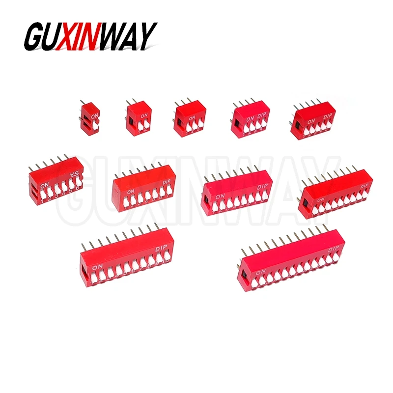 10PCS For PCB 8PIN 6PIN Slide Type Switch Module 1 ~ 12 Bit 2.54mm Position Way DIP Red Blue Pitch Toggle Switch Snap Switch