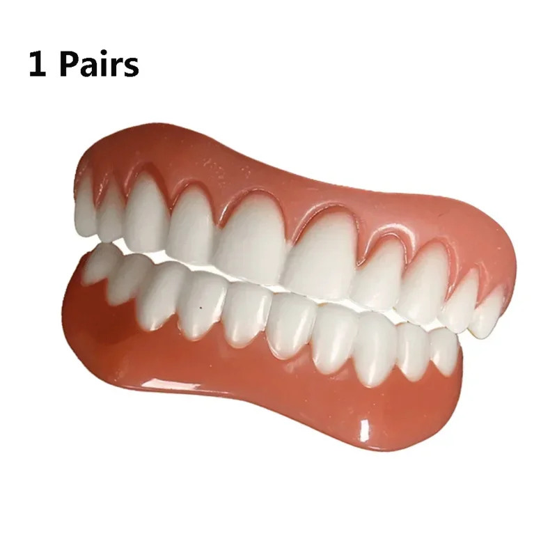 Comfortable Smiling False Teeth with Filling Teeth Glue Disposable Upper Lower Veneers Teeth Makeup Temporary Fake Tooth