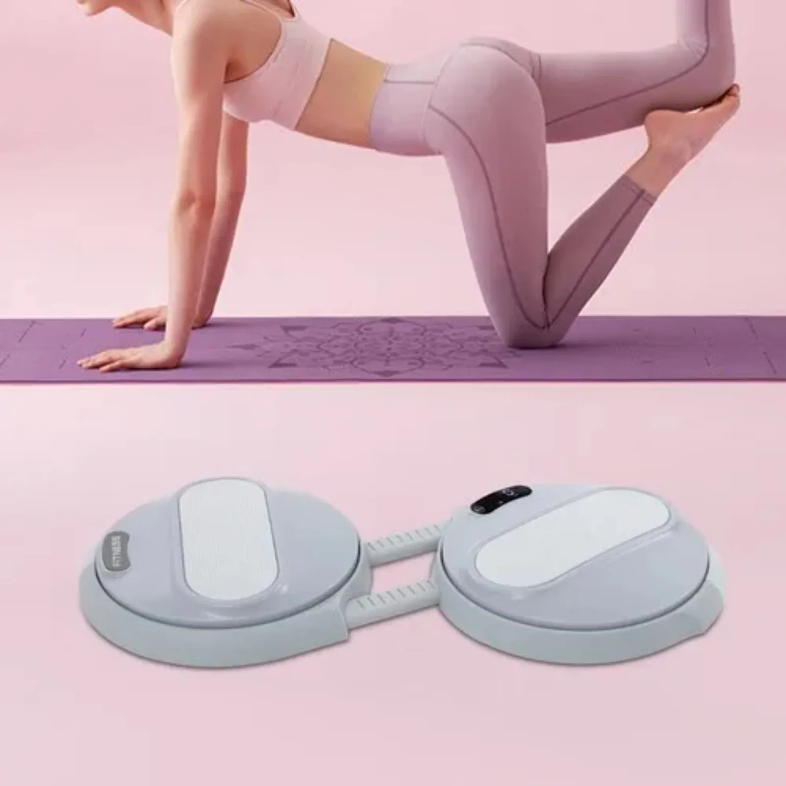 لوحة LCD Ab Twister باللون الرمادي قابلة للتعديل مع شريطين مقاومة، معدات تمارين الجسم بالكامل للياقة البدنية المنزلية، مدرب القوة الأساسي #6