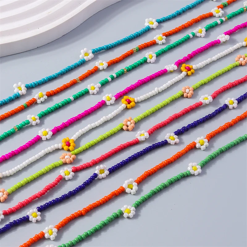 Aihua Böhmen Bunte Blume Rocailles Halskette Für Frauen Kinder Freundschaft Halskette Sommer Strand Party Schmuck Geschenke – Detail 3