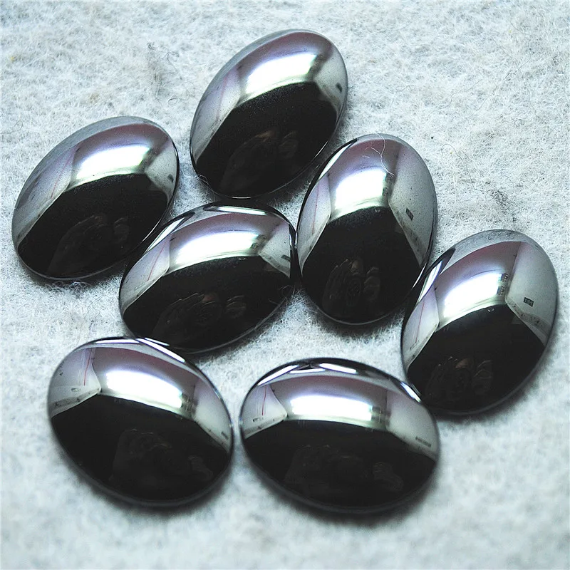 

10PCS New Black Hematite Cabochons Oval Shape 10x14MM18X25MM DIY JEWELRY Accessories No Hole Loose Beads Cabs Good For Your