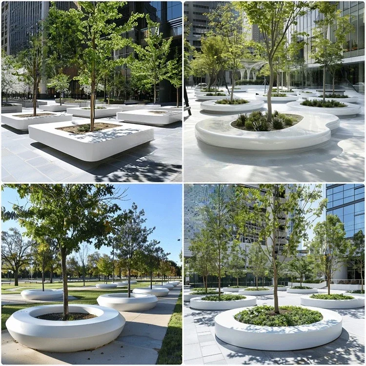 

Outdoor fiberglass tree pool seat, tree landscape creative bench, special-shaped flower bed park strip leisure