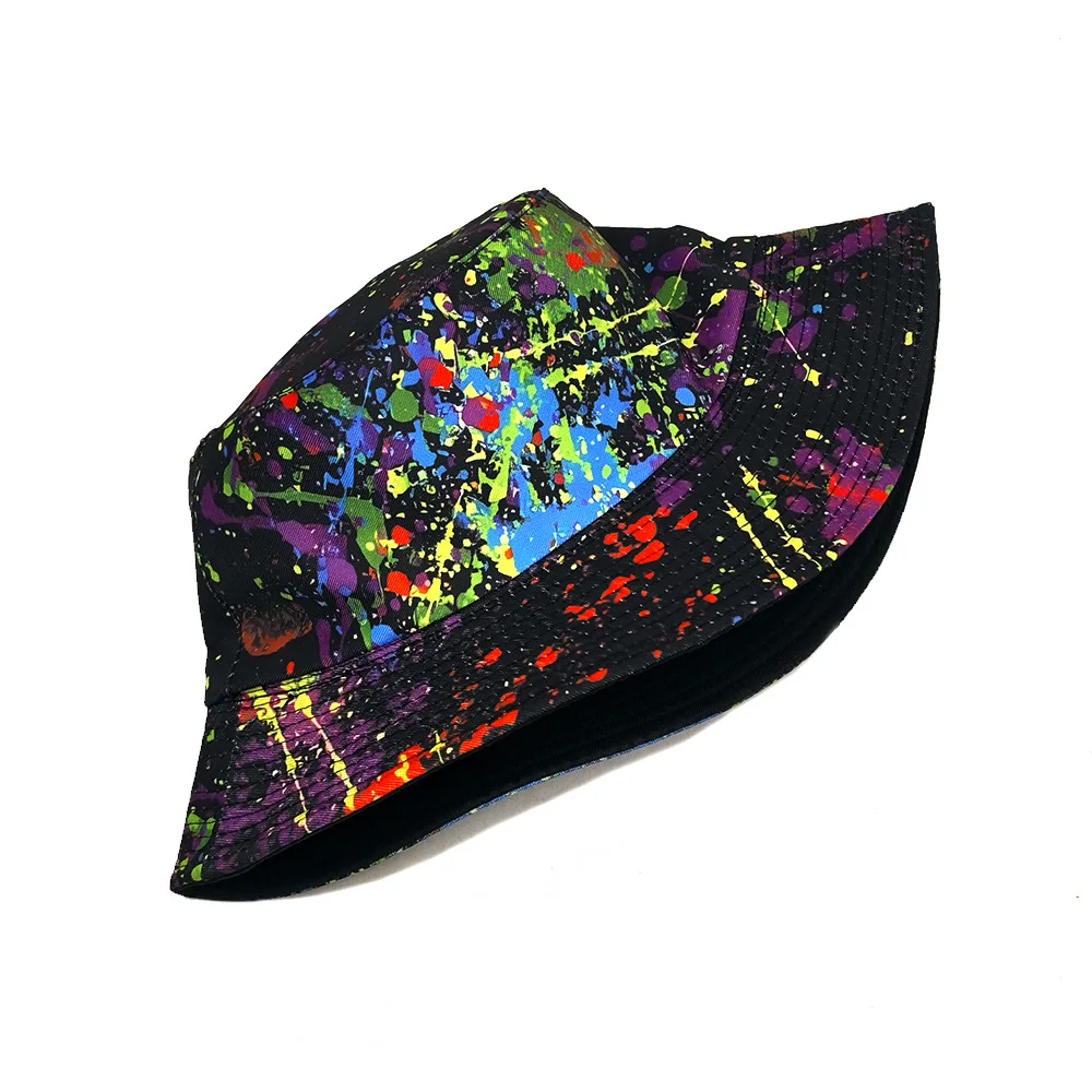 Fashion Graffiti Pattern Hiphop Panama Summer Sunscreen Fisherman Hat Women Man Decorate Bucket Hats Reversible Fisherman Hats 5