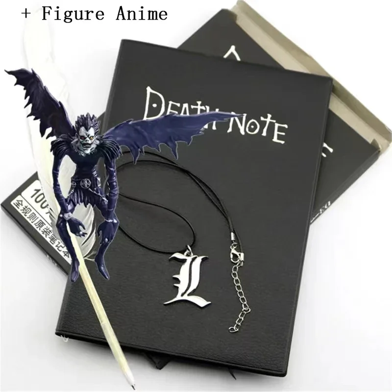New A5 Anime Death Note Notebook Set Leather Journal and Necklace Feather Pen Animation Art Writing Journal Death Note Notepad