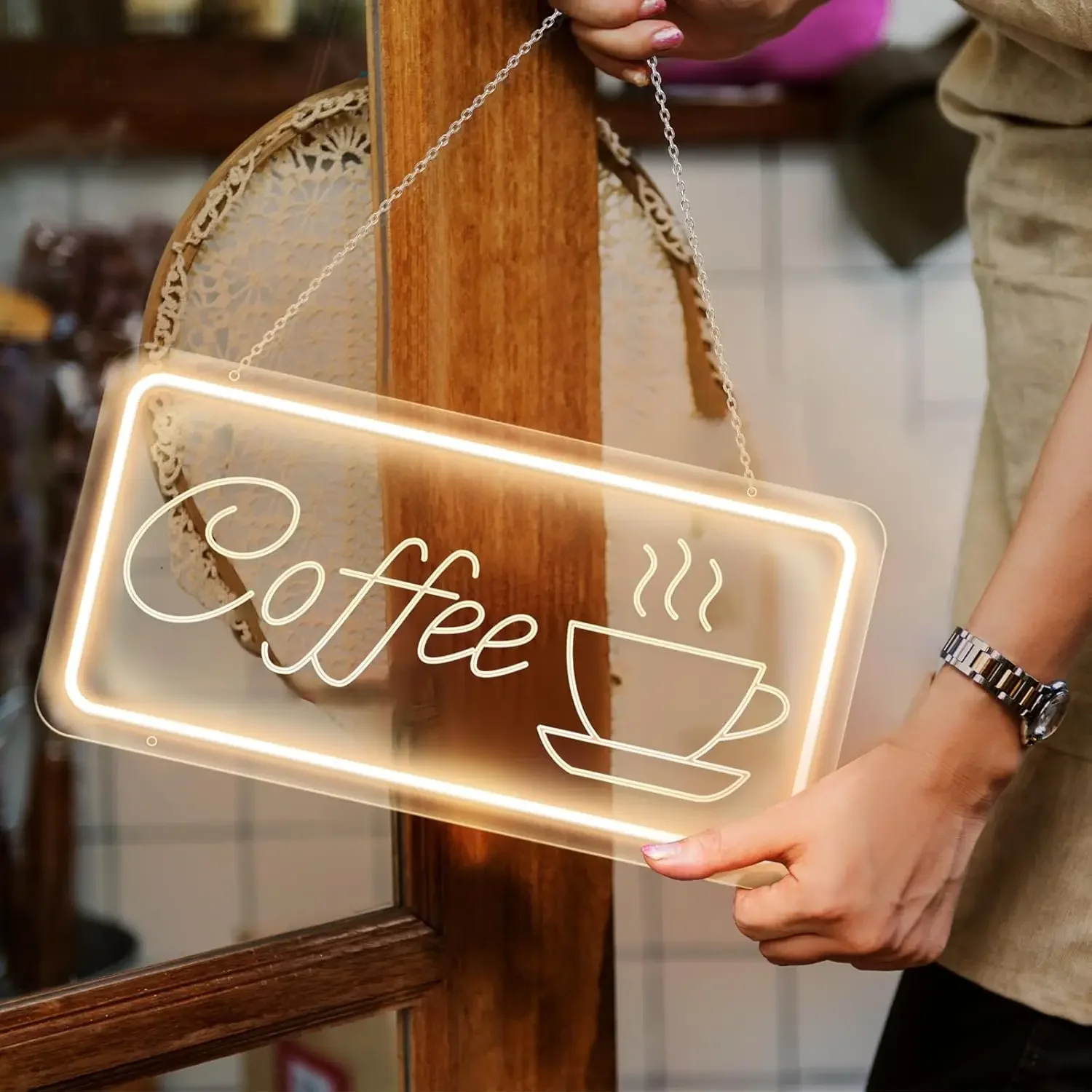 Coffee Neon Sign For Wall Decor Carved Neon Lights Signs Coffee Shop USB Powered Dimmable Neon Lamp for Business Station Club