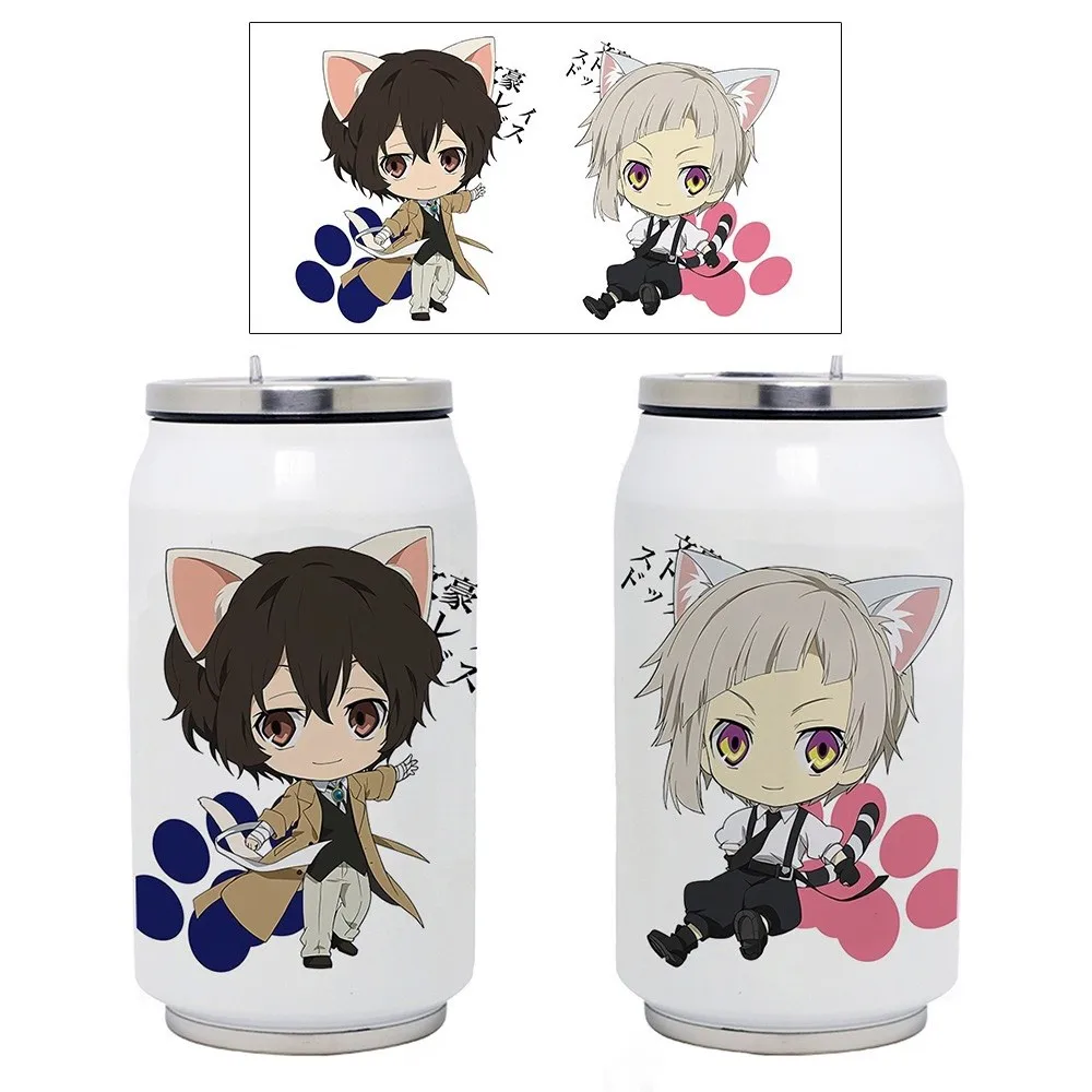 Anime Game Bungo Stray Dogs Vacuum Cup Cartoon Figure Coffee Mug Water Bottle Cola Shape Water Can with Nipple Student Gift