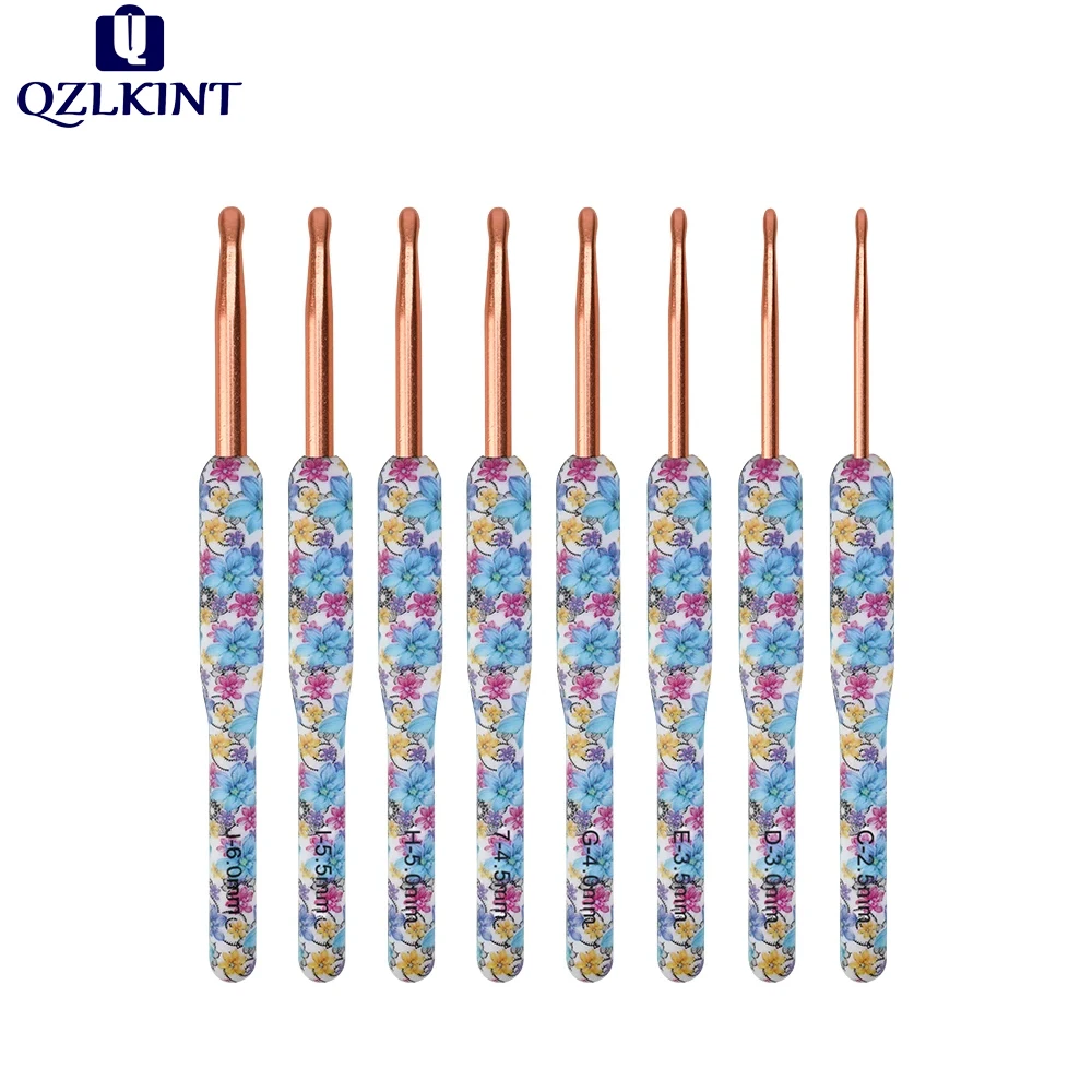 

2.5-6.0MM Colorful Blue Printed TPR Handle Aluminum Oxide Crochet Hooks - DIY Knitting Needles for Sweaters, Scarves, and Socks