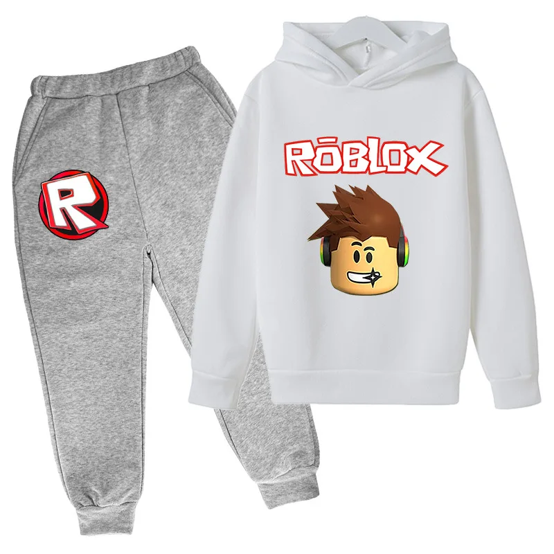 شعبية Roblox هوديس الملابس أنيمي ربيع الخريف صبي فتاة هوديس مجموعة طفل Harajuku سترة أنيقة على الموضة القمم + بدل رجالي