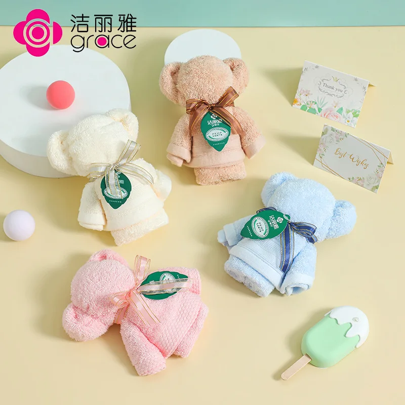 

100% High Quality Pure cotton towel bear wedding anniversary opening festival company activity small gift birthday+bag