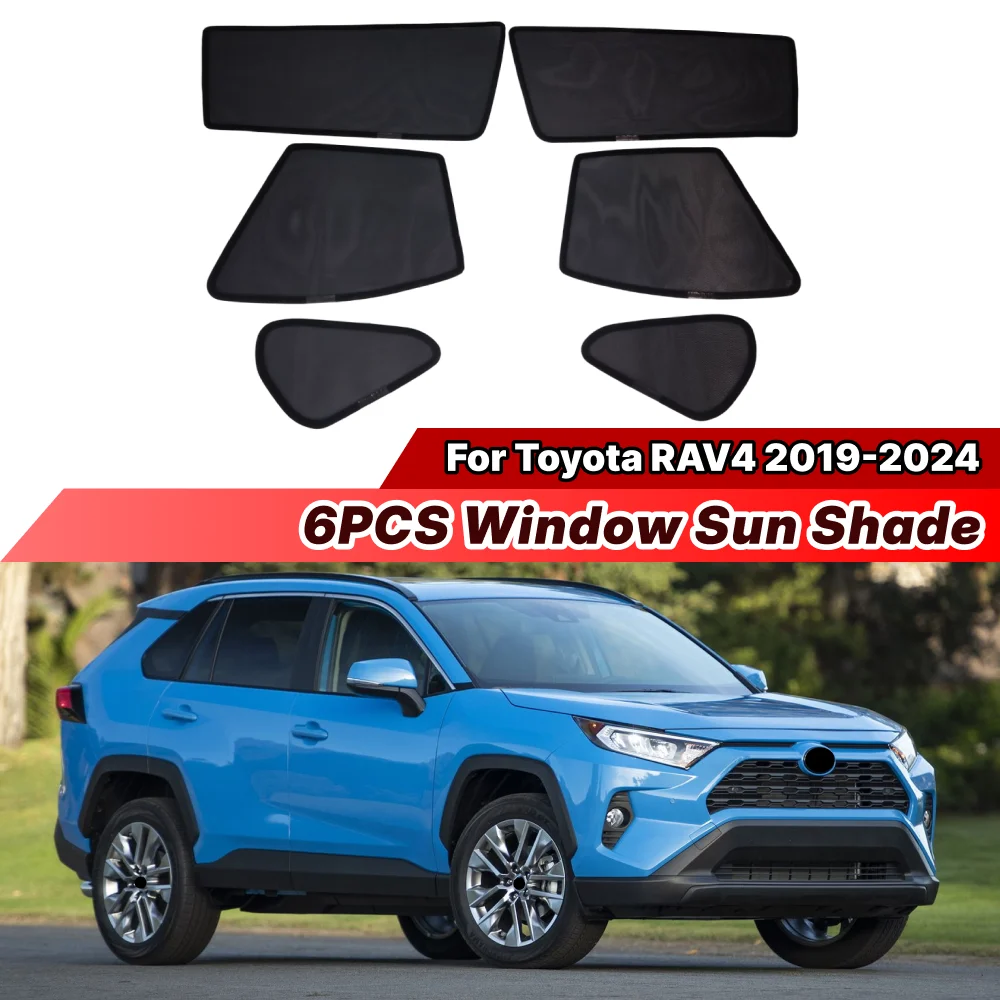 

Magnetic Car Window Sunshade For Toyota RAV4 2019-2024 Curtain Mesh Front Rear Rear Quarter Glass Side Windshield Frame Curtain