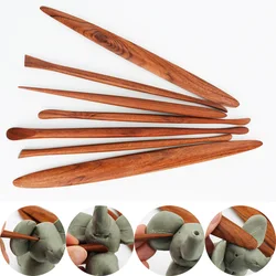7-piece Set of Oil Mud Red Precious Wood Clay Plastic Knife Portable Hand-made Purple Sand Finely Carved Pottery Tools