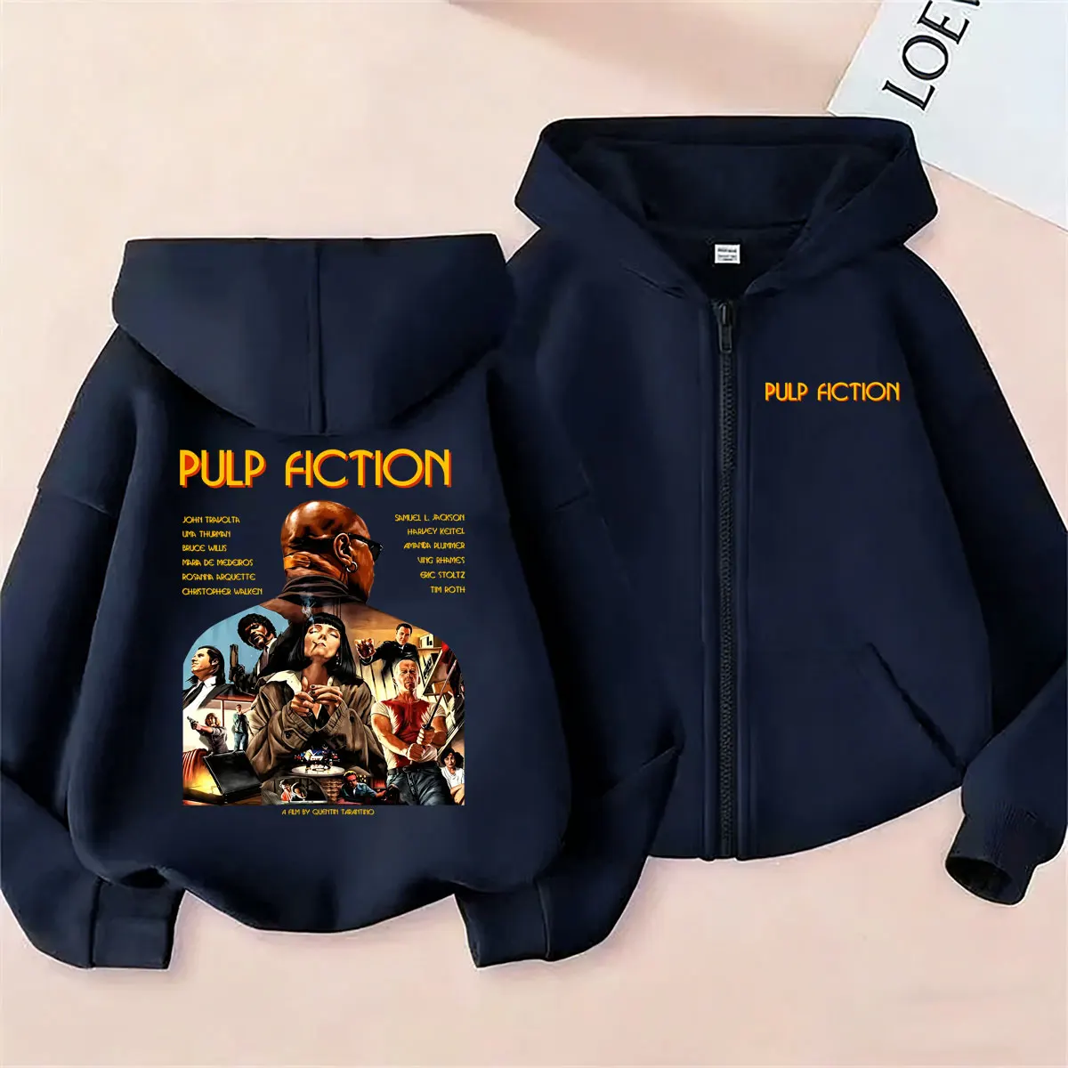 Famous Director Quentin Tarantino Movie Pulp Fiction Zipper Hoodie Men Women Hip Hop Fashion Zip Up Jacket Male Vintage Hoodies