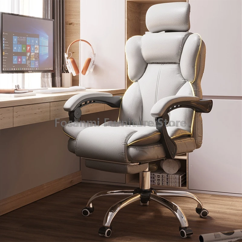 

Gaming Comfortable Desk Chair Office Height Adjustable Leather Chair Reclining High Back Home Gamer Latex Cushion Computer Chair