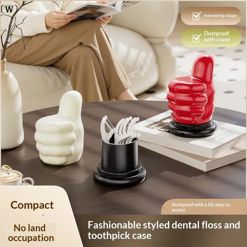 〔W〕Creative Thumb Shape Toothpick Storage Box Multifunctional ABS Cotton Swab Box Toothpick Boxes Home Decorations Ornament 1PC