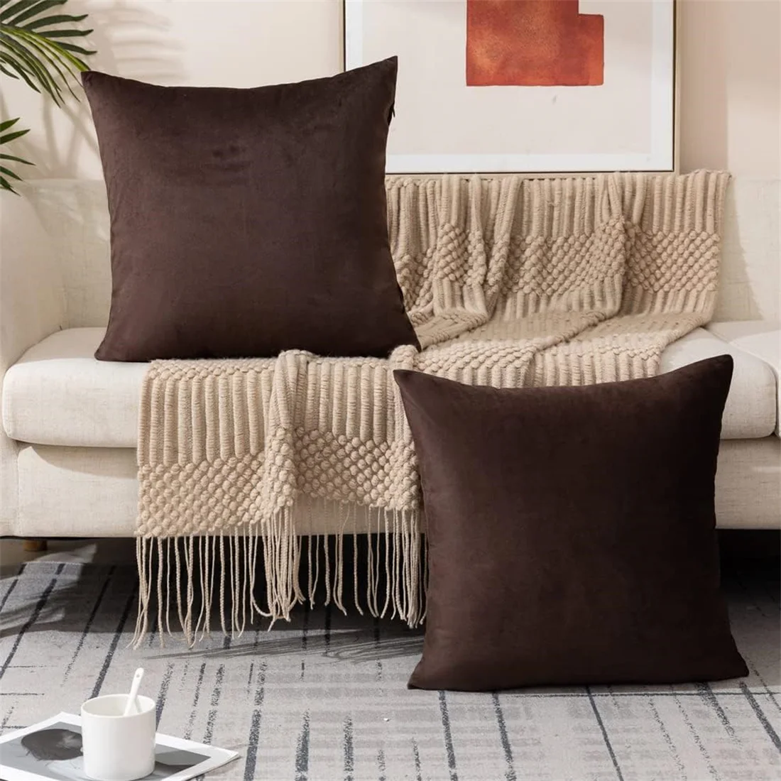 2Pcs Super Soft Velvet Throw Pillow Covers Super Comfortable,skin-friendly,wear-resistant,hidden Zipper,without Pillow Core