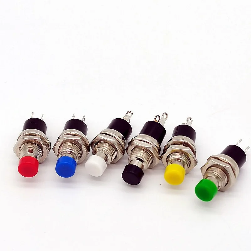 

6pcs Small Round Button PBS-110/NO PBS-111/NC 2 Foot Self-resetting No Lock Switch Button Switch 7MM Miniature Color Mixing