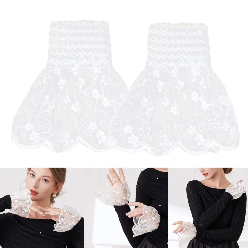 A pair of Three-dimensional Lace High-end Cuff Women's Clothing Accessories with Mesh Hook Pattern Decoration