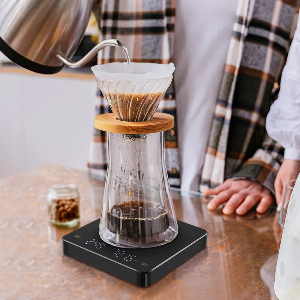 Mini Balance à Café Numérique 3kg/0.1g - Rechargeable, Avec Minuterie LED Pour Expresso Et Pour-Over