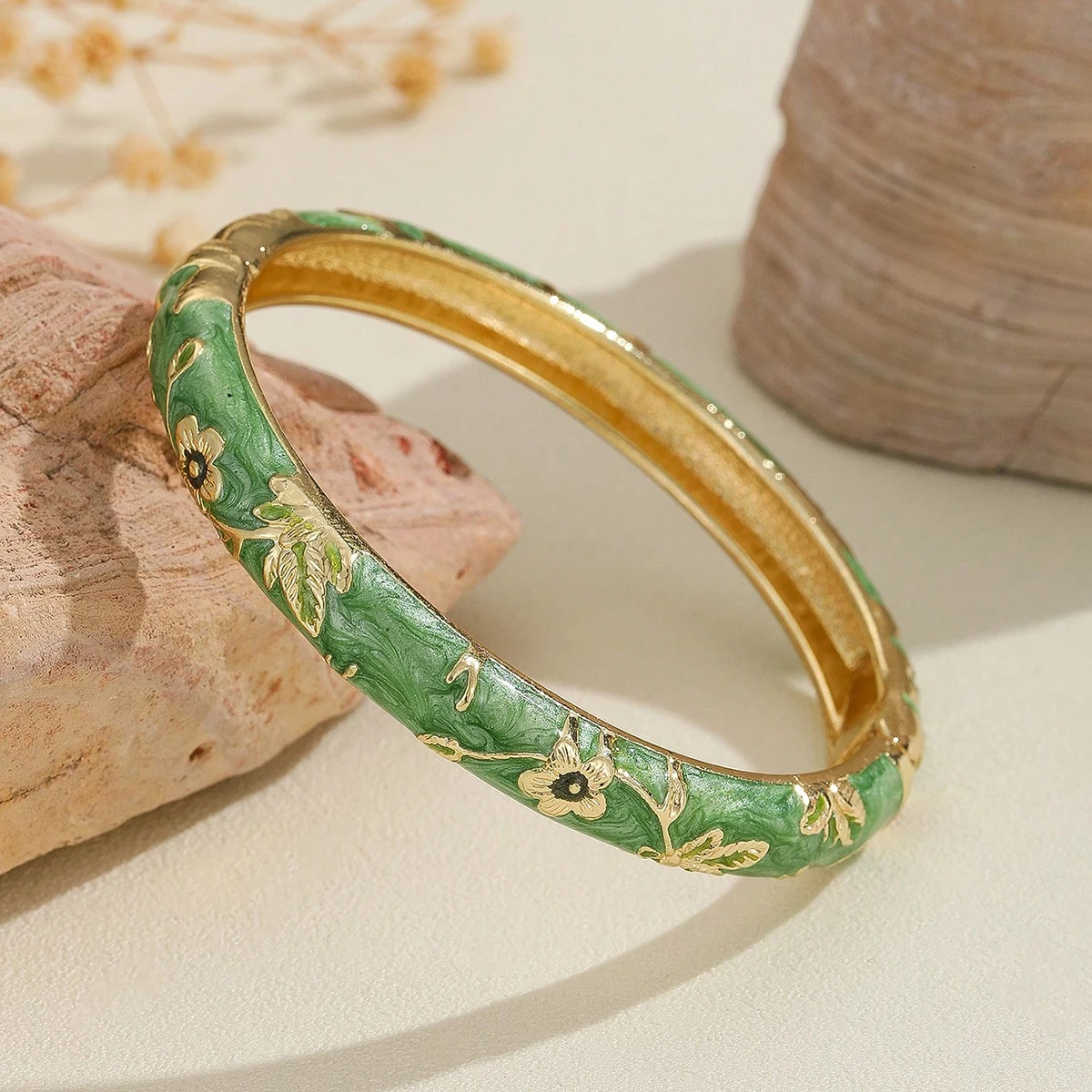 FTCY 2-teiliges Blumenarmband für Frauen, Vintage-Stil, böhmische Cloisonné-Damenarmbänder, luxuriöser Schmuck, Geschenke – Detail 10