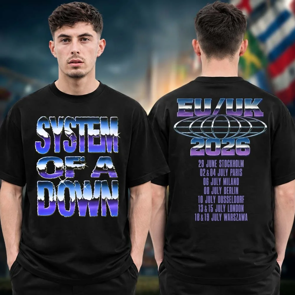 System of A Down Paris Tour Graphic T-shirt Men Women Summer 100 Cotton Clothing Oversize Short Sleeved Top Streetwear Unisex
