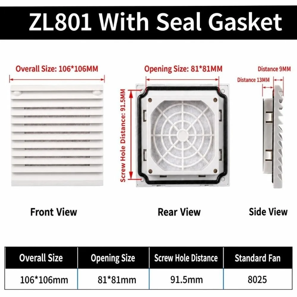 Air Ventilation System ABS Vent Grille Waterproof Dustproof Vent Filter White Air Vent Electric Cabinet